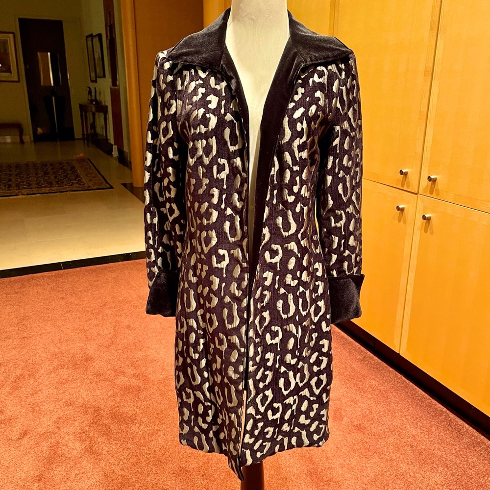 Frank Lyman Evening Reversible Black Velvet & Animal Print Dinner Jacket Party